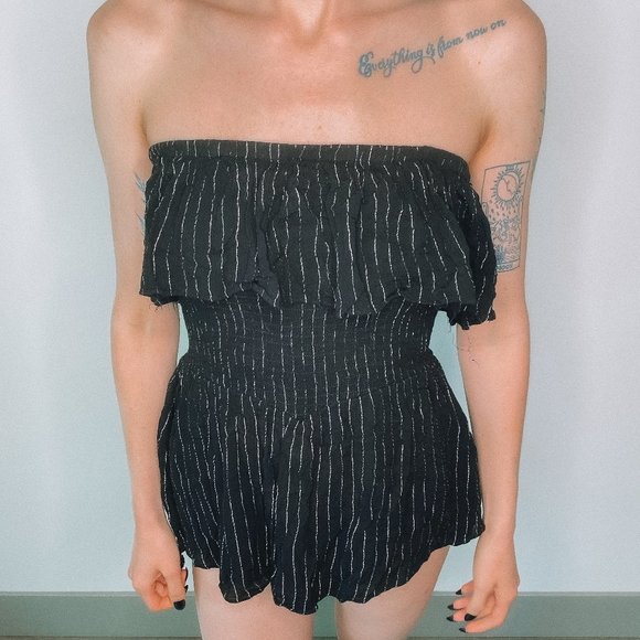 Mustard Seed Black and Silver Romper - Picture 1 of 5